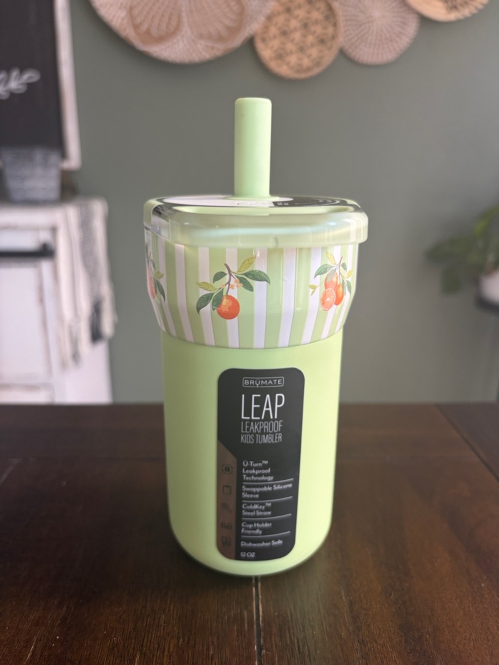 BruMate Leap With Silicone Straw 12 Oz. In Citrus Stripes! New!!
